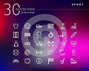 Sports outline icons set