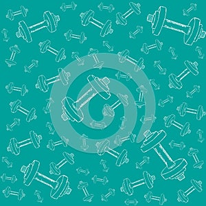 Sports pattern dumbbells for the gym, flat style vector