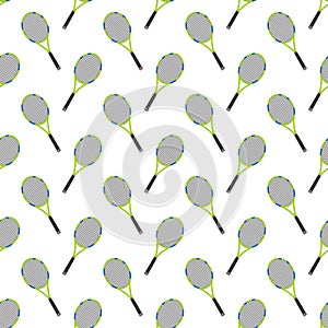 Sports pattern with tennis racket in flat design style