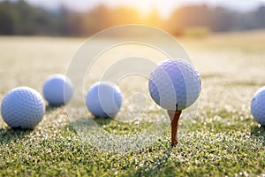 Sports that people around the world play during the holidays for health. Golf ball on a