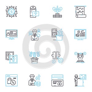 Sports Psychology linear icons set. Motivation, Focus, Confidence, Visualization, Mindset, Performance, Anxiety line