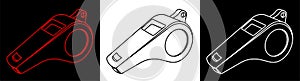 Sports referee whistle. Icon. Minimalistic vector. Web design element