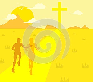 Sports Running Christian Runner Guidance Support Jesus Illustration