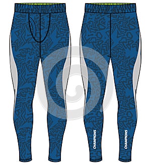 Sports running tights leggings bottom Pants design flat sketch vector illustration, Jogger trail pants concept with front and back