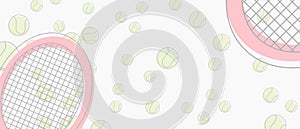 Sports seamless pattern with tennis icons in flat design style.