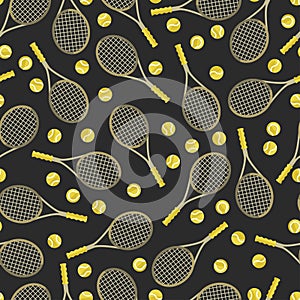 Sports seamless pattern with tennis icons in flat