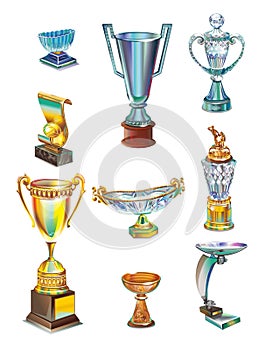 Sports series - sports cups on a white background