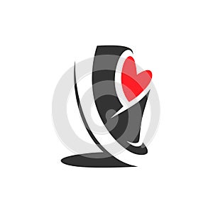 Sports shoe heart symbol on white backdrop