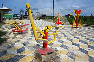 Sports simulators on the playground