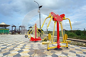 Sports simulators on the playground