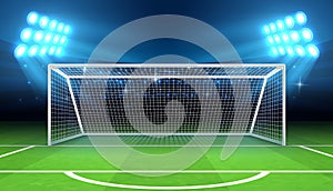 Sports stadium with soccer goal vector illustration