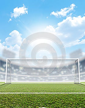 Sports Stadium And Soccer Goals