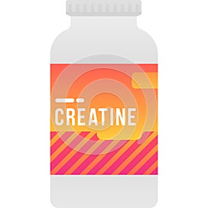Sports supplement creatine bottle flat vector icon