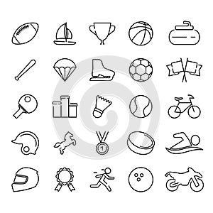 Sports symbols. Set of simple icons in silhouette. Vector illustration. EPS 10