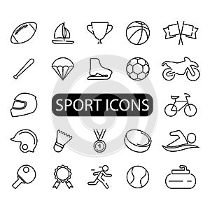 Sports symbols. Set of simple icons in silhouette. Vector illustration. EPS 10