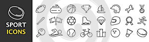 Sports symbols. Set of simple icons in silhouette. Vector illustration. EPS 10