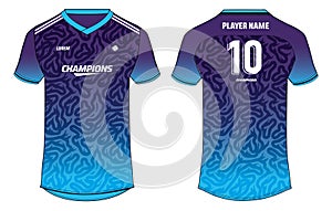 Sports t-shirt jersey design concept vector template, abstract swirl pattern v neck Football jersey concept with front and back