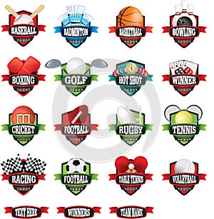 Sports teams names badges or logos as shields in colour