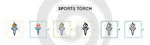 Sports torch vector icon in 6 different modern styles. Black, two colored sports torch icons designed in filled, outline, line and