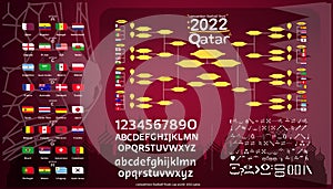 Sports Tournament Chart for Groups and Teams.concepts and modern ideas.LOGO competition football finals  2022 with qatar.national