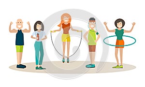 Sports training people vector illustration in flat style