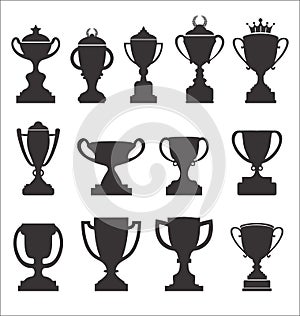 Sports trophies and awards retro black collection