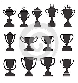Sports trophies and awards retro black collection photo