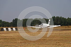 Sports ultralight aircraft take off from the airfield