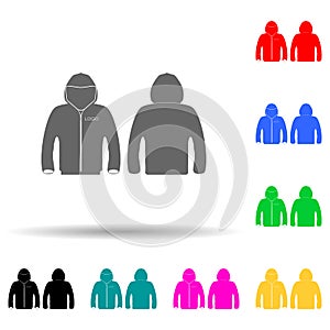 sports vest with hood multi color style icon. Simple glyph, flat vector of t-shirt icons for ui and ux, website or mobile