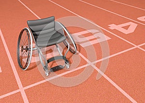 Sports Wheelchair On Athletics Track