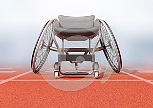 Sports Wheelchair On Athletics Track