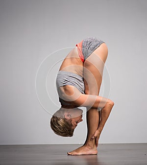 Sports young woman doing warm-up