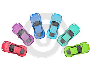Sportscars cycle of colors - top view photo