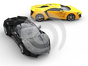 Sportscars top view - black and yellow photo