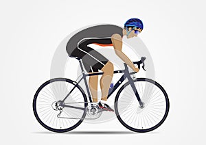 Sportsman cycling on white background, vector illustration