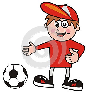 Sportsman, man and soccer ball, cartoon, funny vector illustration, eps.