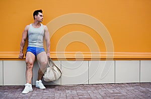 Sportsman posing in urban