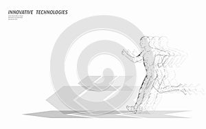 Sportsman run exercise fitness healthy lifestyle concept. Low poly man silhouette jogging fit marathon. Muscular body
