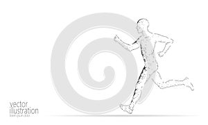 Sportsman run exercise fitness healthy lifestyle concept. Low poly man silhouette jogging fit marathon. Muscular body