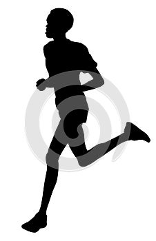 Sportsman running vector silhouettes isolated on white background. Runners on sprint.