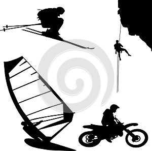 Sportsman silhouette. Extreme sport. Racing. Vector illustration