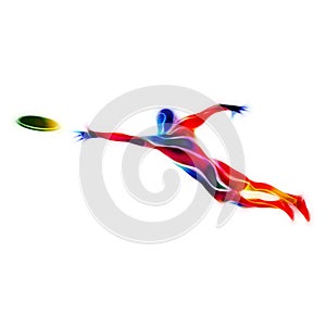 Sportsman throwing flying disc. Ultimate game