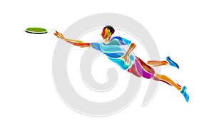 Sportsman throwing flying disc. Ultimate game photo