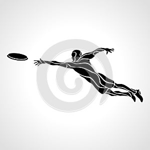 Sportsman throwing frisbee. Vector illustration