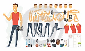 Sportsman - vector cartoon people character constructor