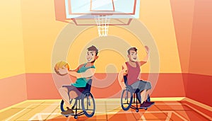 Sportsman on wheelchair playing basketball vector