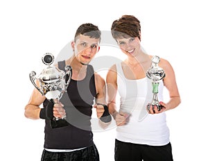 Sportsman and woman have won a trophy