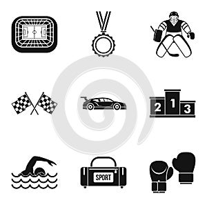 Sportsmanlike icons set, simple style