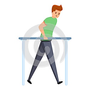 Sportsmen excercise reabilitation icon, cartoon style