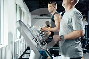 sportsmen training on treadmills